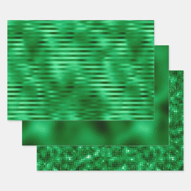Green Foil Wrapping Paper Sheet (Set)