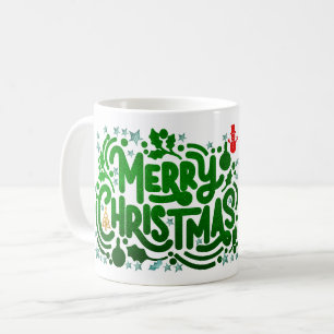 Green Foils Merry Christmas Holiday Photo Coffee Mug