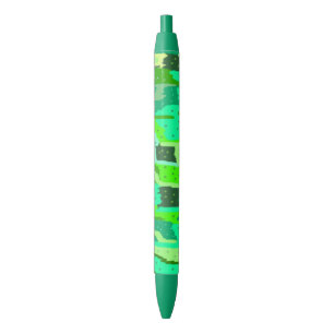 Green Foliage Abstract Black Ink Pen