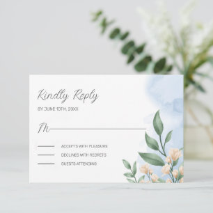 Green Foliage and Beige Flowers  Enclosure Card