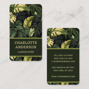 Green Foliage Botanical Landscaper Gardener Business Card