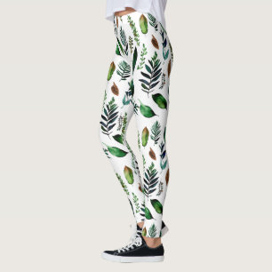 Green Foliage Botanical Nature  Leggings