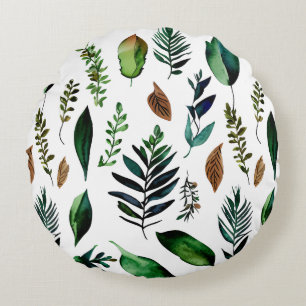 Green Foliage Botanical Nature Lovers  Round Cushion