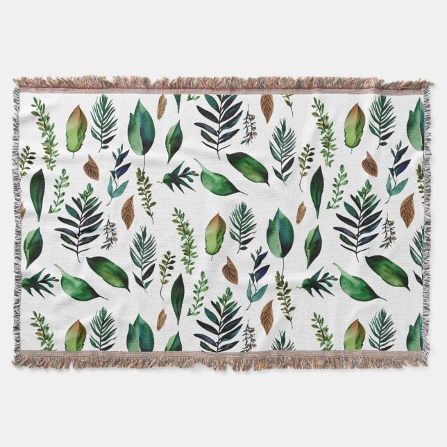 Green Foliage Botanical Nature  Throw Blanket (Front)