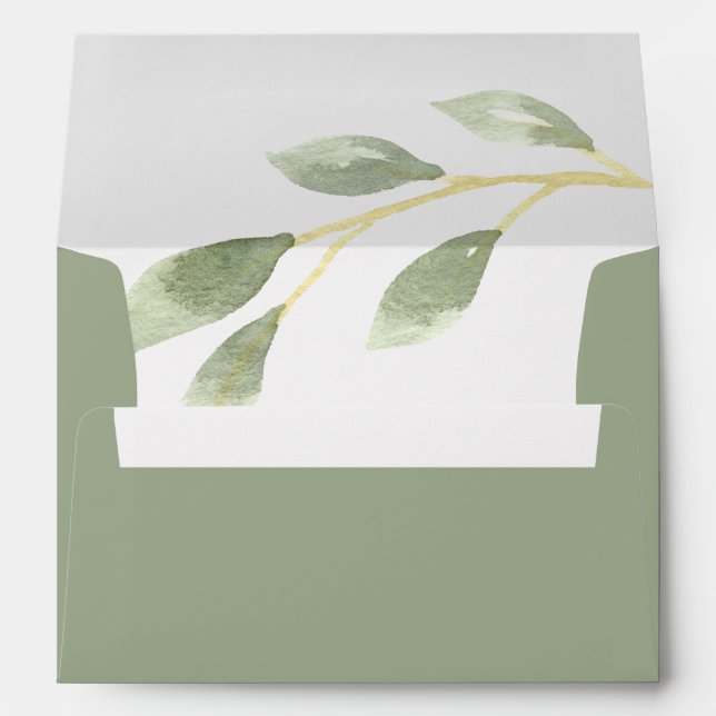 Green Foliage Botanical Pre-Printed Address 5x7 Envelope (Back (Bottom))