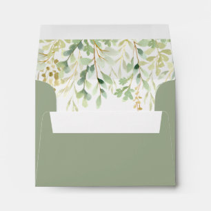 Green Foliage Botanical Pre-Printed Address RSVP Envelope