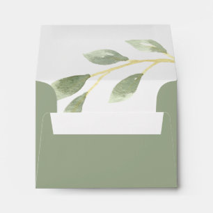 Green Foliage Botanical Pre-Printed Address RSVP Envelope