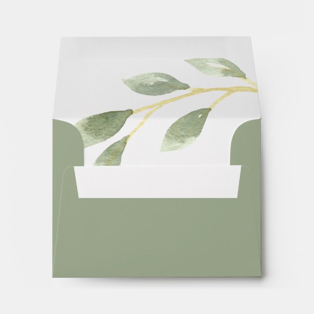 Green Foliage Botanical Pre-Printed Address RSVP Envelope (Back (Bottom))