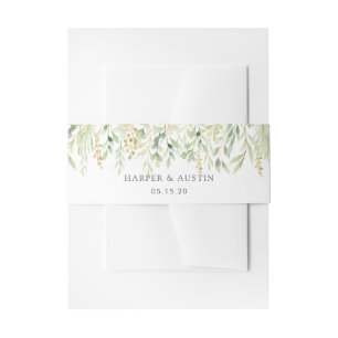 Green Foliage Botanical Wedding Invitation Belly Band