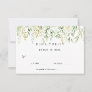 Green Foliage Botanical Wedding RSVP Card