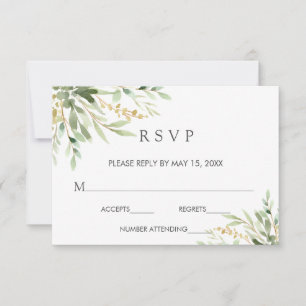 Green Foliage Botanical Wedding RSVP Card