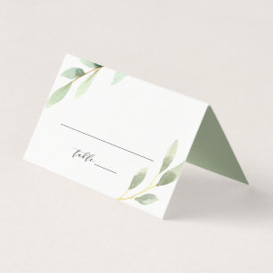 Green Foliage Botanical Wedding Table Place Card