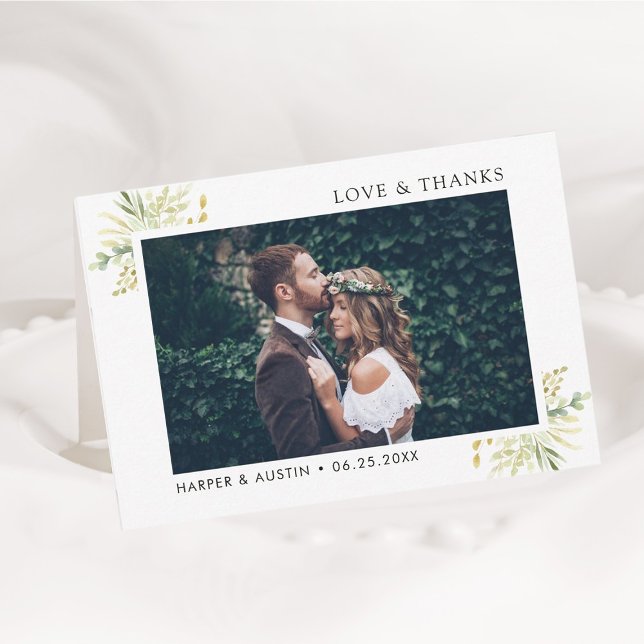 Green Foliage Botanical Wedding Thank You Card (Creator Uploaded)