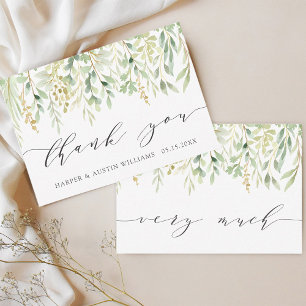 Green Foliage Botanical Wedding Thank You Card
