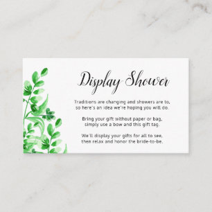 Green Foliage Calligraphy Bridal Display Shower Enclosure Card