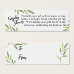 Green Foliage Display Bridal Shower Mini Gift Card<br><div class="desc">If you're hosting a no-gift-wrap display shower for a bride-to-be, this elegant card could be the choice for you. Using a modern, handwritten script font, I first added a header graphic that reads "Display Shower" on the front, and "To" and "From" for the gift tag side. The edges have been...</div>