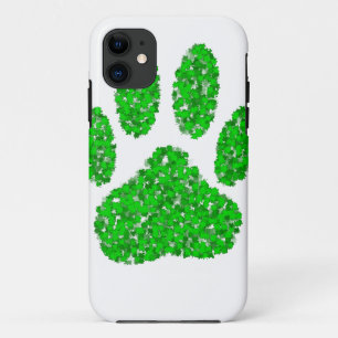 Green Foliage Dog Paw Print iPhone 11 Case