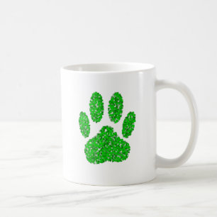 Green Foliage Dog Paw Print Coffee Mug