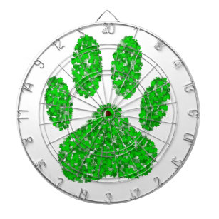 Green Foliage Dog Paw Print Dartboard