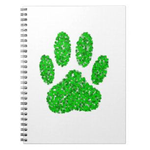 Green Foliage Dog Paw Print Notebook