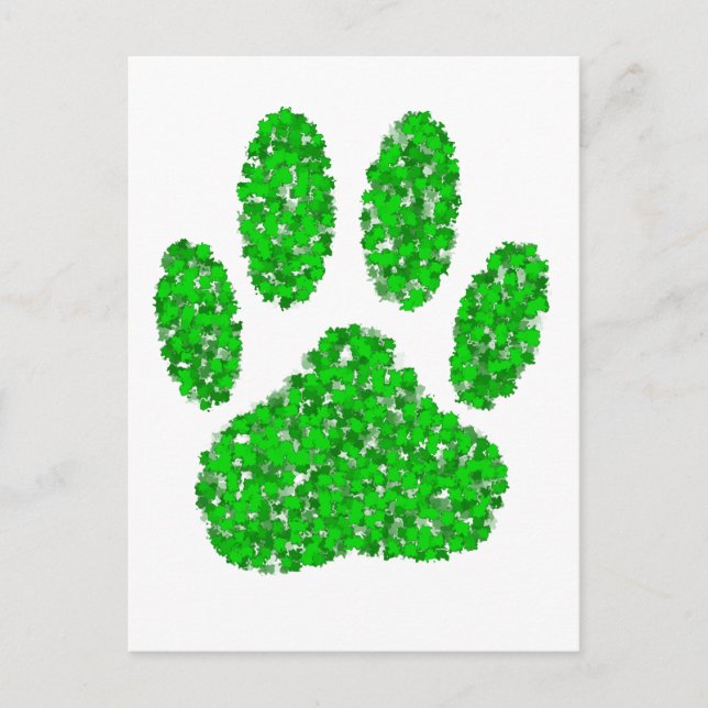 Green Foliage Dog Paw Print Postcard (Front)