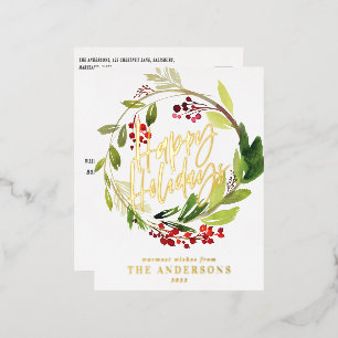 green foliage elegant non photo foil holiday postc