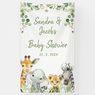 Green Foliage Eucalyptus Safari Baby Shower Banner
