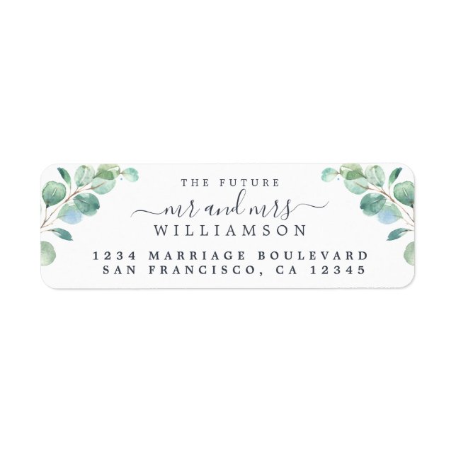 Green Foliage Future Mr Mrs Return Address (Front)