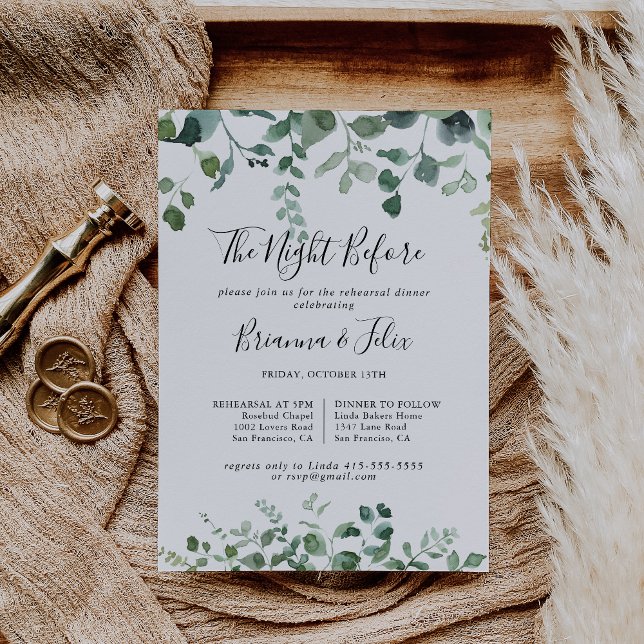 Green Foliage Night Before Rehearsal Dinner  Invitation (Creator Uploaded)