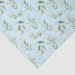 Green Foliage Pale Blue Baby Boy Shower Tissue Paper