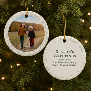 Green Foliage Photo Christmas Keepsake  Ceramic Tree Decoration