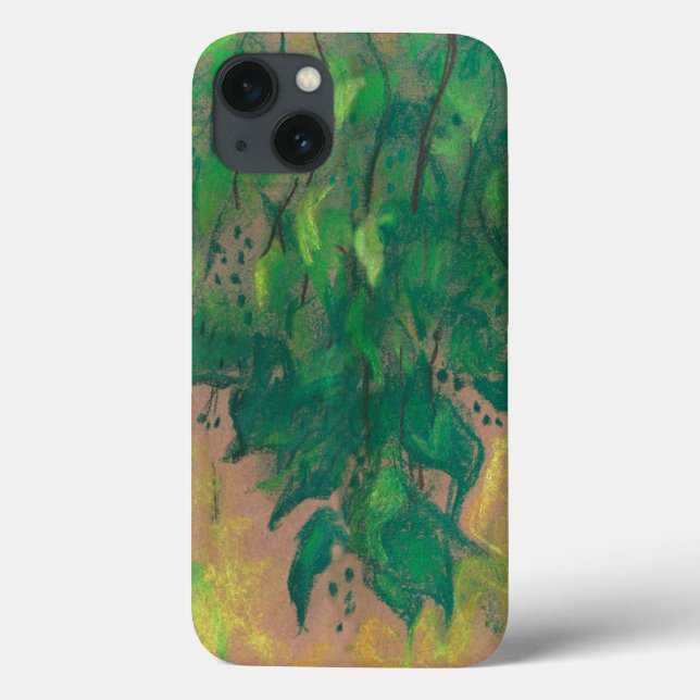 Green foliage, soft pastel life sketch tree branch Case-Mate iPhone case (Back)
