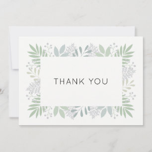 Green foliage thank you card - flat 5x7