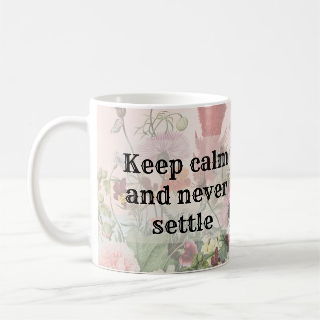 Green Foliage Watercolor Flowers  Coffee Mug (Left)