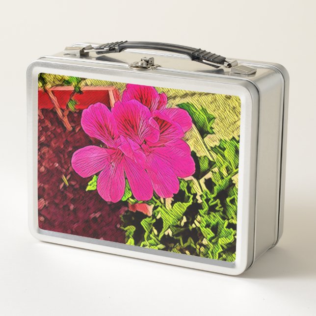 Green Foliage Watercolor Flowers  Metal Lunch Box (Front)