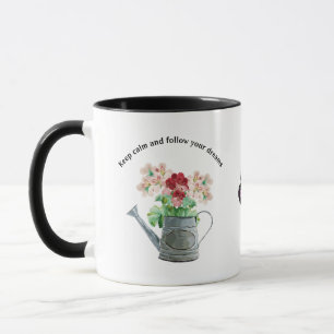 Green Foliage Watercolor Flowers Mug