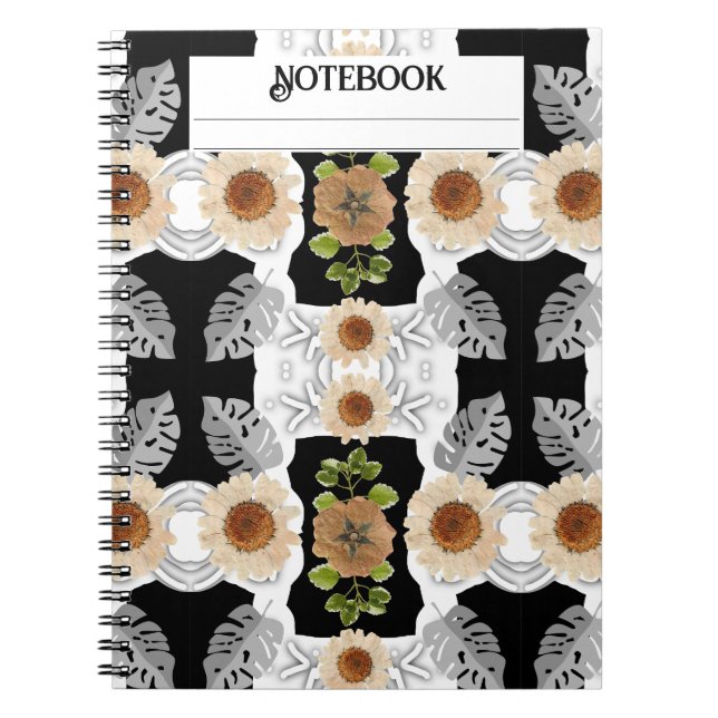 Green Foliage Watercolor Flowers Notebook (Front)
