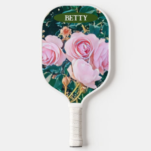 Green Foliage Watercolor Flowers Pickleball Paddle
