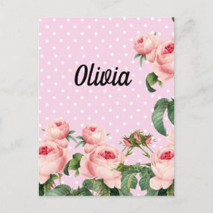 Green Foliage Watercolor Flowers  Postcard