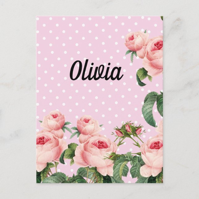 Green Foliage Watercolor Flowers  Postcard (Front)