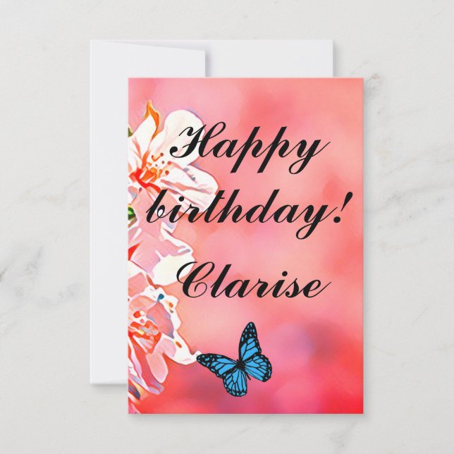 Green Foliage Watercolor Flowers  Thank You Card (Front)