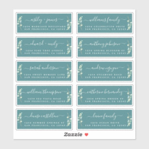 Green Foliage Wedding Guest Address Labels