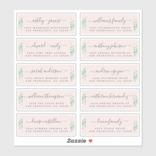 Green Foliage Wedding Guest Address Labels