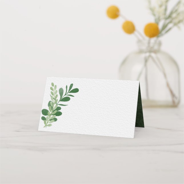 Green Foliage Wedding Place Card (Front)