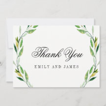 Green Foliage Wedding Thank You Cards