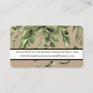 Green Foliage Wedding Website RSVP Mini Business Card