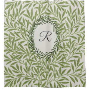Green Foliage William Morris Nature art Letter Shower Curtain