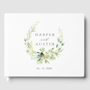 Green Foliage Wreath Botanical Wedding Guestbook