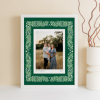 Green Folk Art Floral Frame with Custom Text