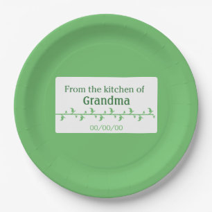 Green Food Label Paper Plate